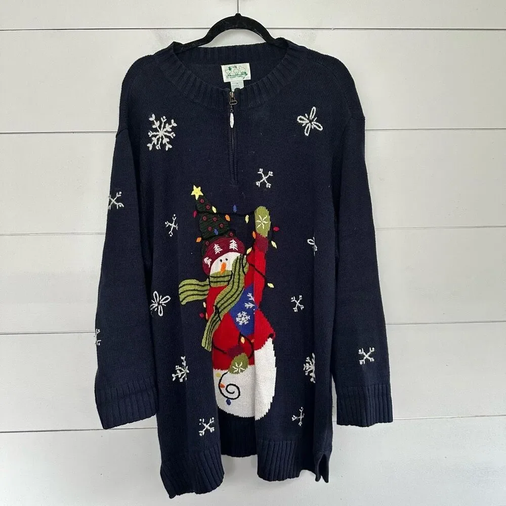 The Quacker Factory Women’s 1X Snowman Christmas Holiday Vintage Sweater grandma - Picture 1 of 4